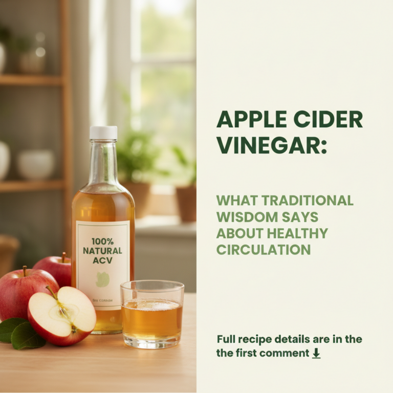 A glass of diluted apple cider vinegar on a wooden table with fresh apples and an ACV bottle in the background set in a 