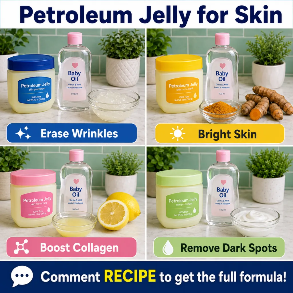 A small glass jar of petroleum jelly Vaseline next to a spoon with a dollop of honey suggesting mixing The background is