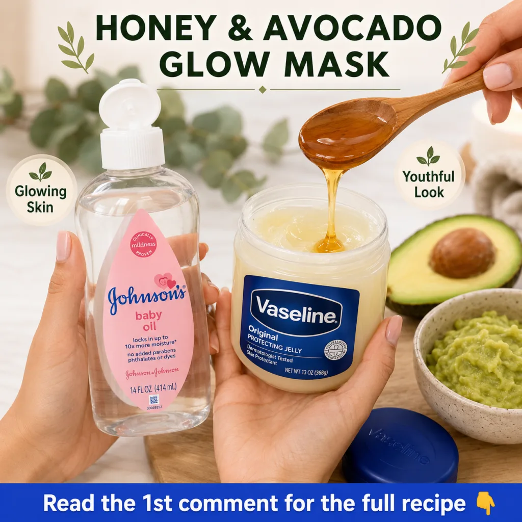 A luxurious honey and avocado face mask in a small bowl surrounded by fresh avocado slices a half avocado a jar of honey