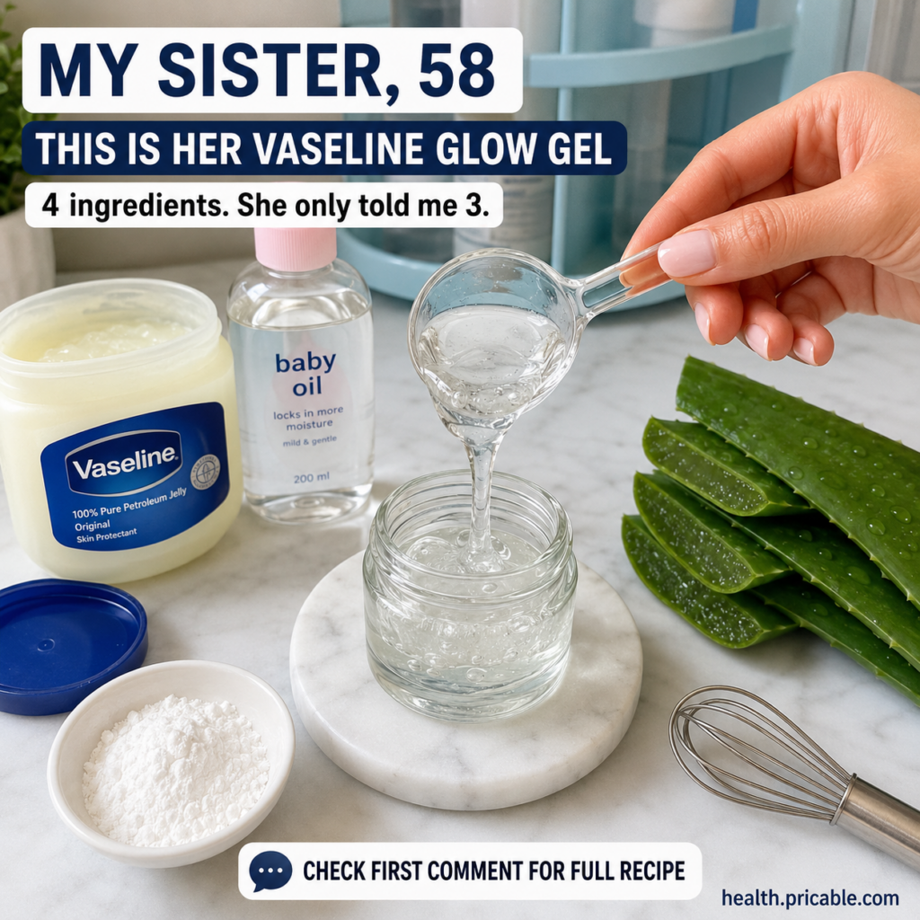 A woman in her late 50s with visibly radiant smooth skin applying a small amount of a clear gel to her cheek Her skin ha