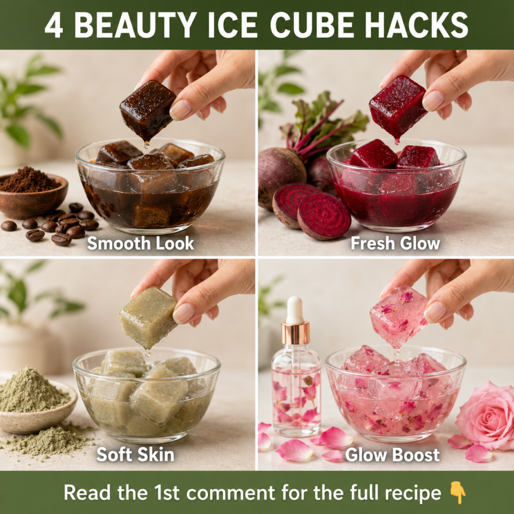 A variety of homemade beauty ice cubes in an ice tray showcasing different colors from natural ingredients like coffee b