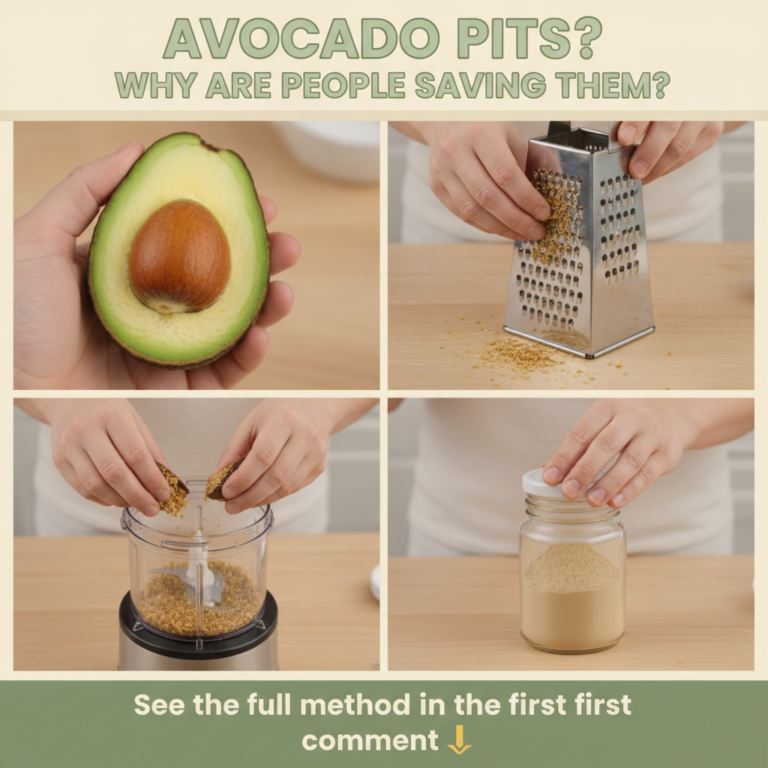 Close-up of a halved avocado with the pit clearly visible surrounded by other whole avocados and possibly some herbal el