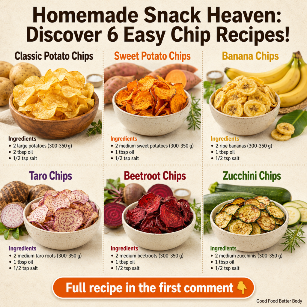 A vibrant assortment of various homemade chips including potato taro sweet potato zucchini apple and kale chips arranged