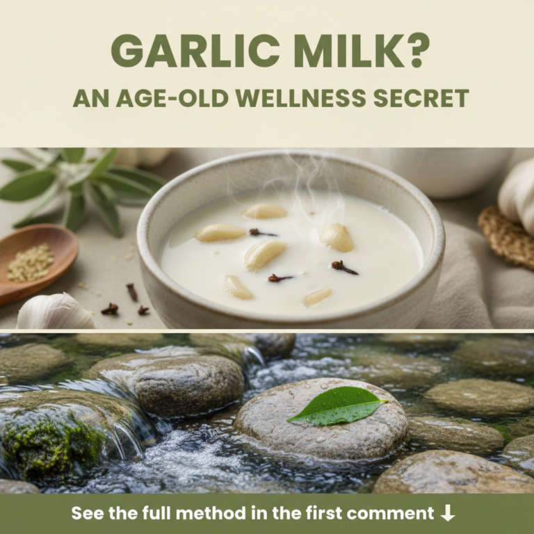 A mature man over 60 looking healthy and vibrant holding a warm mug of a milk and garlic concoction The setting is cozy
