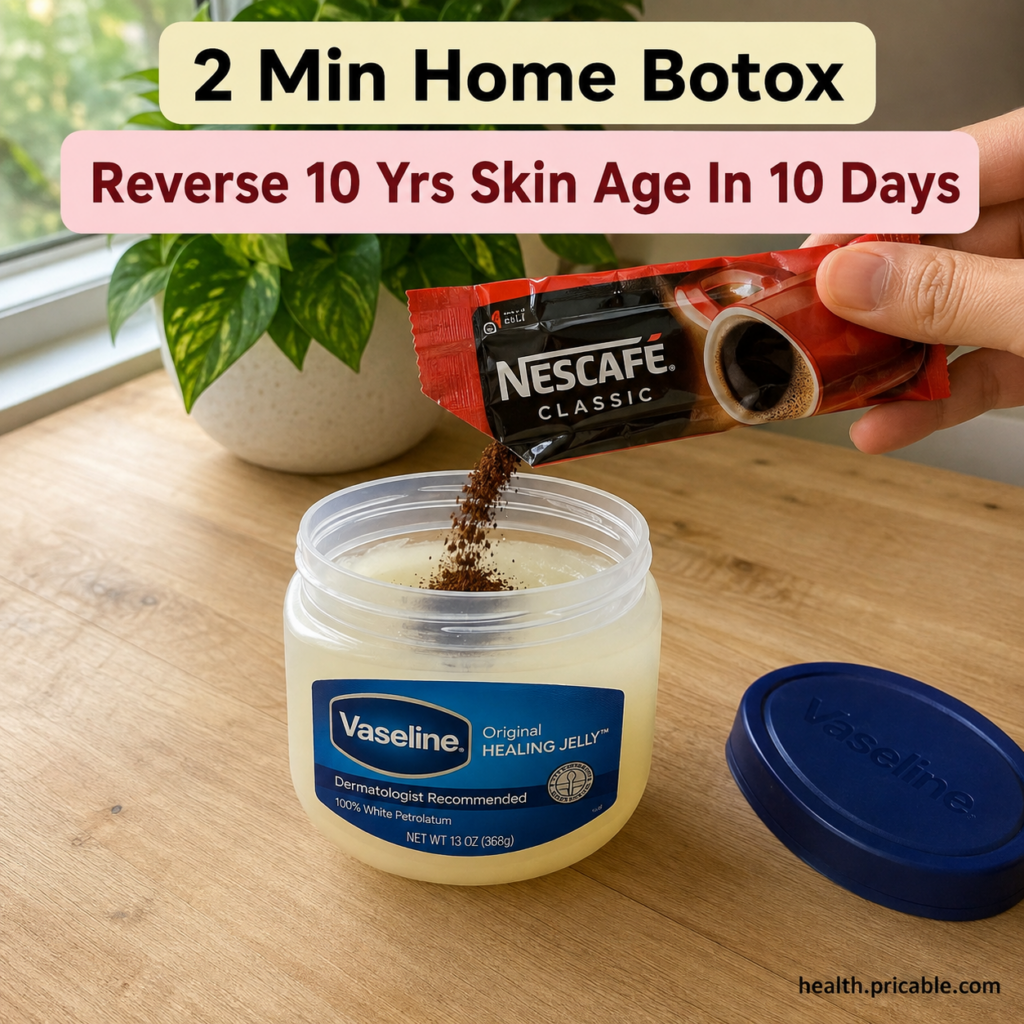 A small bowl with a mixture of coffee grounds and Vaseline symbolizing a homemade face mask on a clean light surface