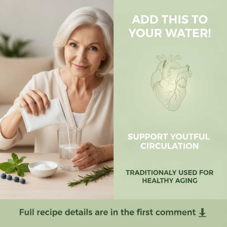 A contented healthy-looking man in his 70s with a warm smile pouring a clear liquid or sprinkling a natural ingredient i