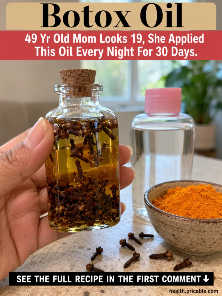 Ingredients for the Botox Oil blend a small jar of baby oil a bowl of ground turmeric and some whole cloves or ground cl