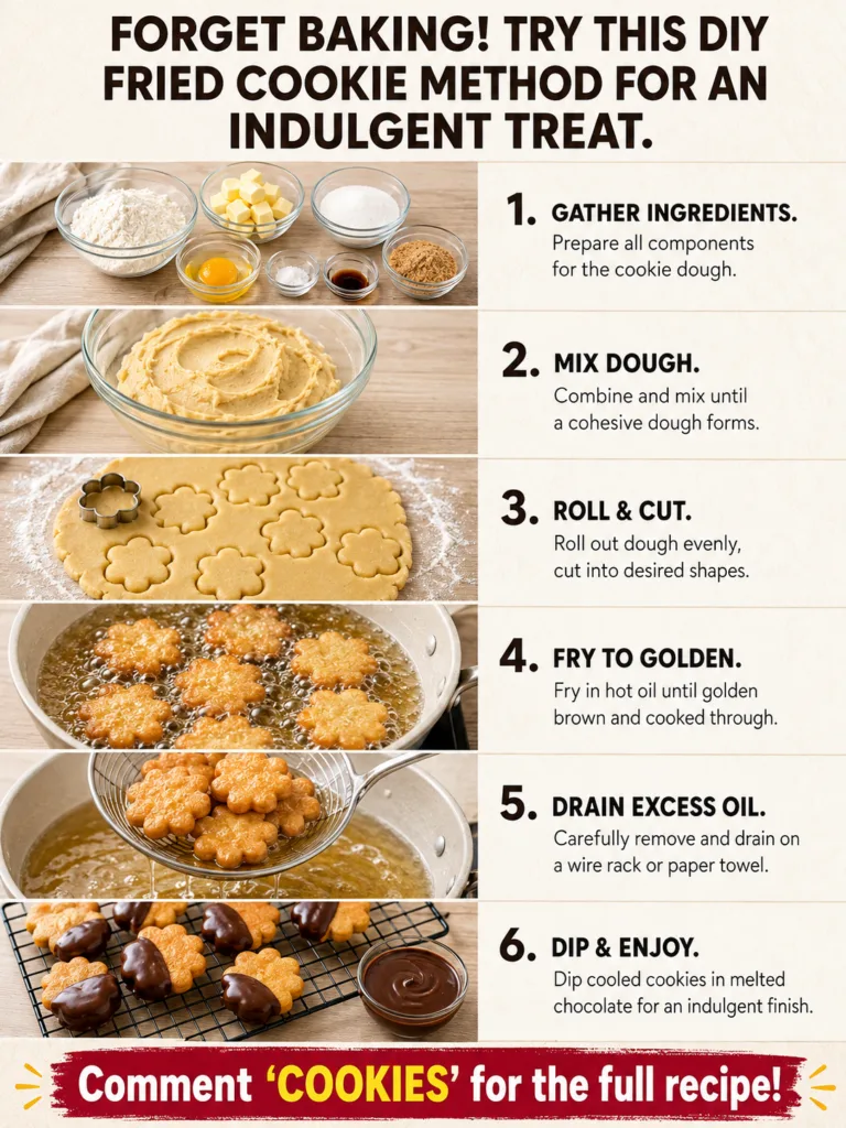 Golden fried cookie dough pieces some drizzled with melted chocolate on a plate with a frying pan visible in the backgro
