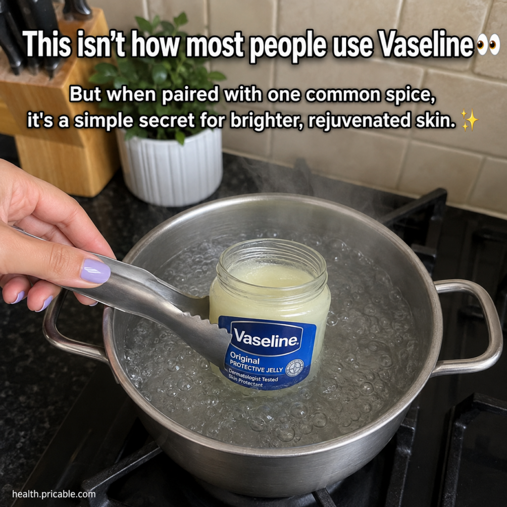 A close-up of a small bowl containing a yellow-orange paste made from Vaseline and turmeric with a small spatula or fing