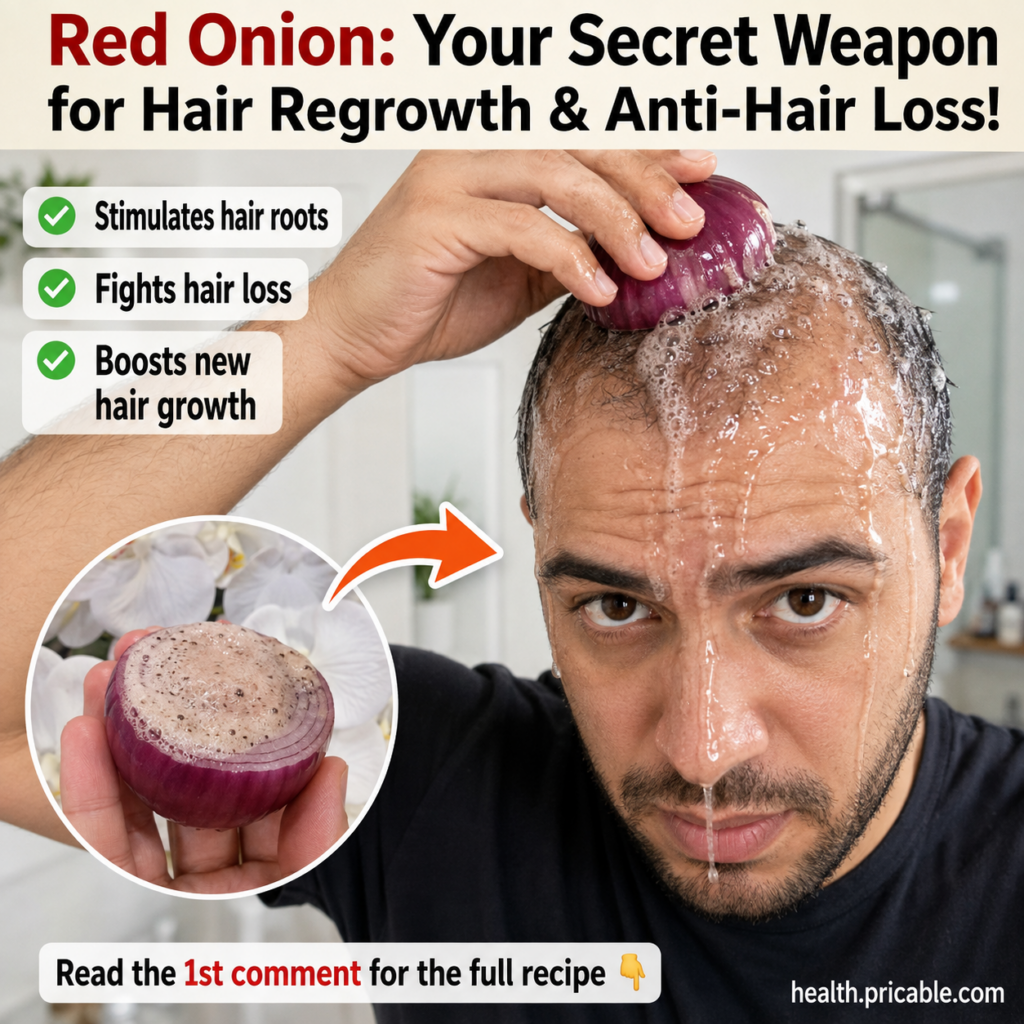 A close-up of sliced red onions and a small bowl of clear liquid representing onion juice with fresh red onions in the b