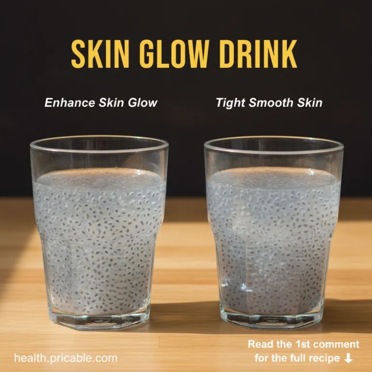 A glass of refreshing chia seed lemon water with mint indicating a skin glow drink