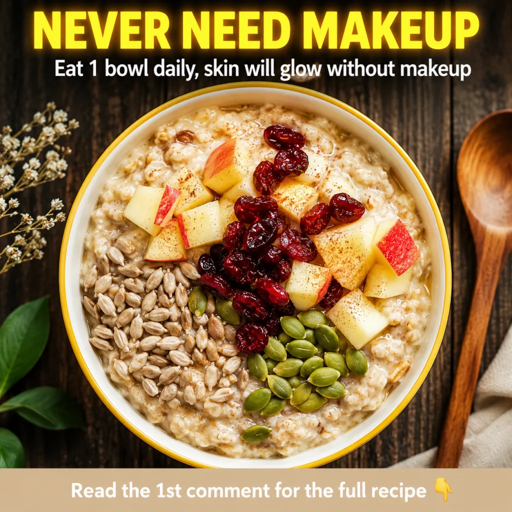 A beautiful appealing bowl of oatmeal topped with fresh fruits nuts and seeds suggesting a healthy and delicious meal th