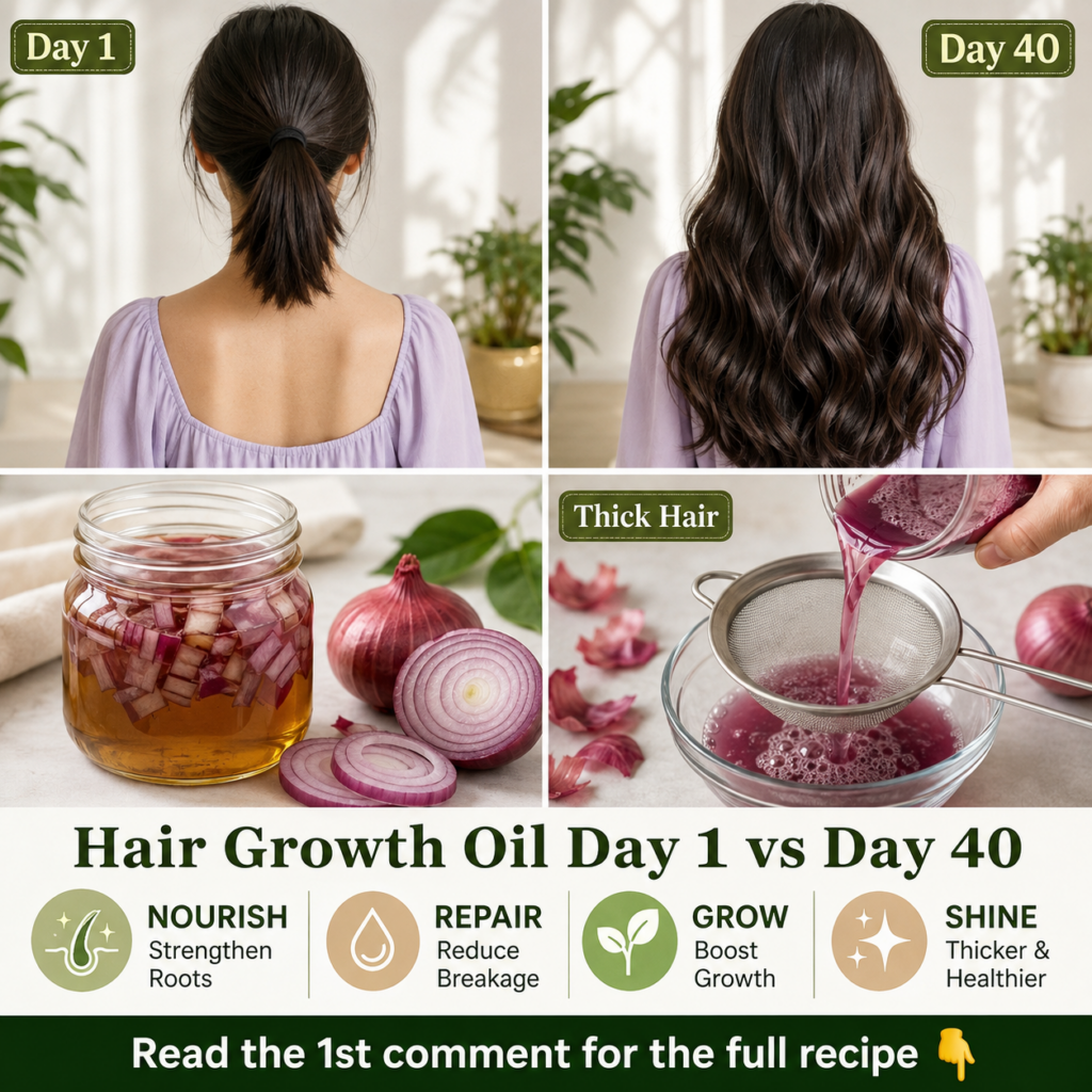 Before and after comparison of hair growth showing thicker healthier hair on Day 40 compared to thin hair on Day 1 with 