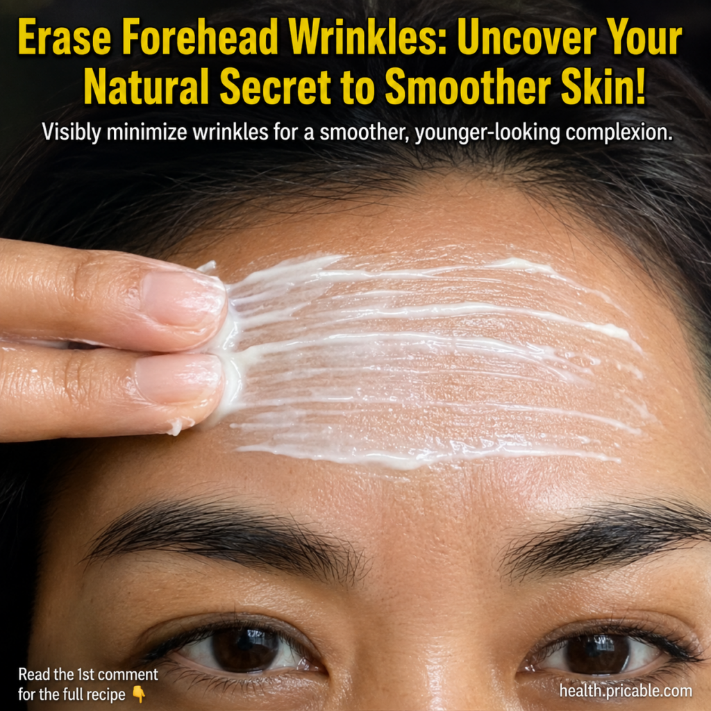 A hand gently applying a smooth white mask horizontally across a woman s forehead focusing on the area between her eyebr