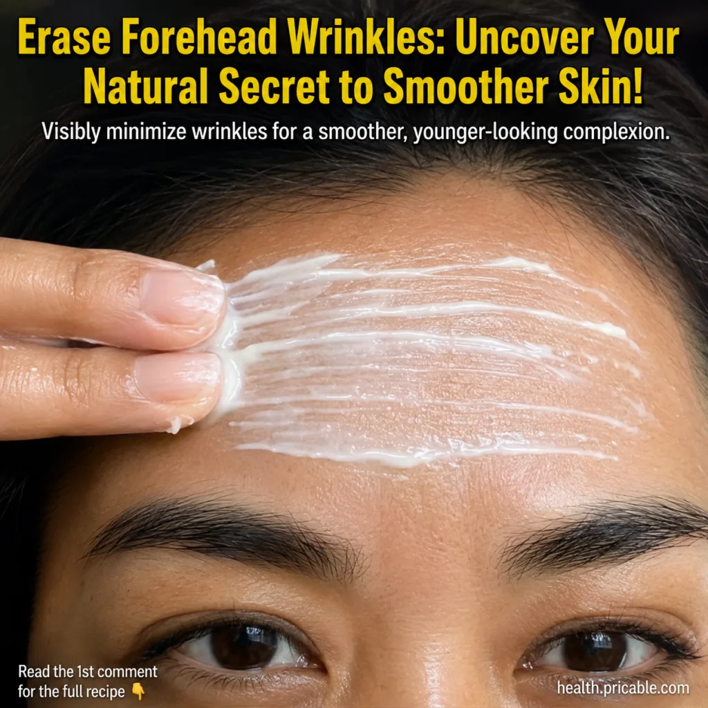 A hand gently applying a smooth white mask horizontally across a woman s forehead focusing on the area between her eyebr