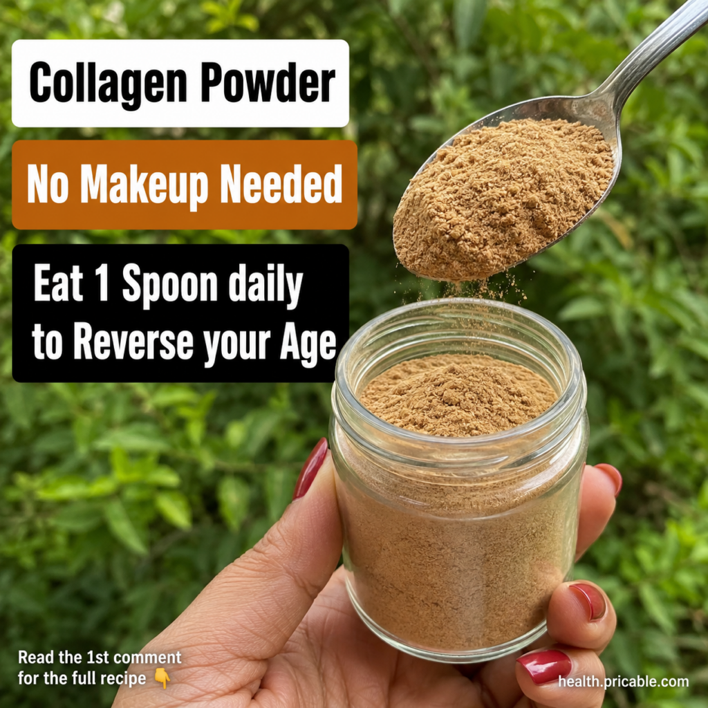 A glass jar filled with a light brown fine beauty powder with a silver spoon scooping some powder The background is a so