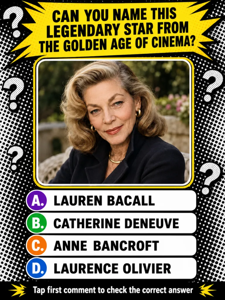 A classic black and white portrait of Lauren Bacall looking directly at the viewer with her iconic gaze