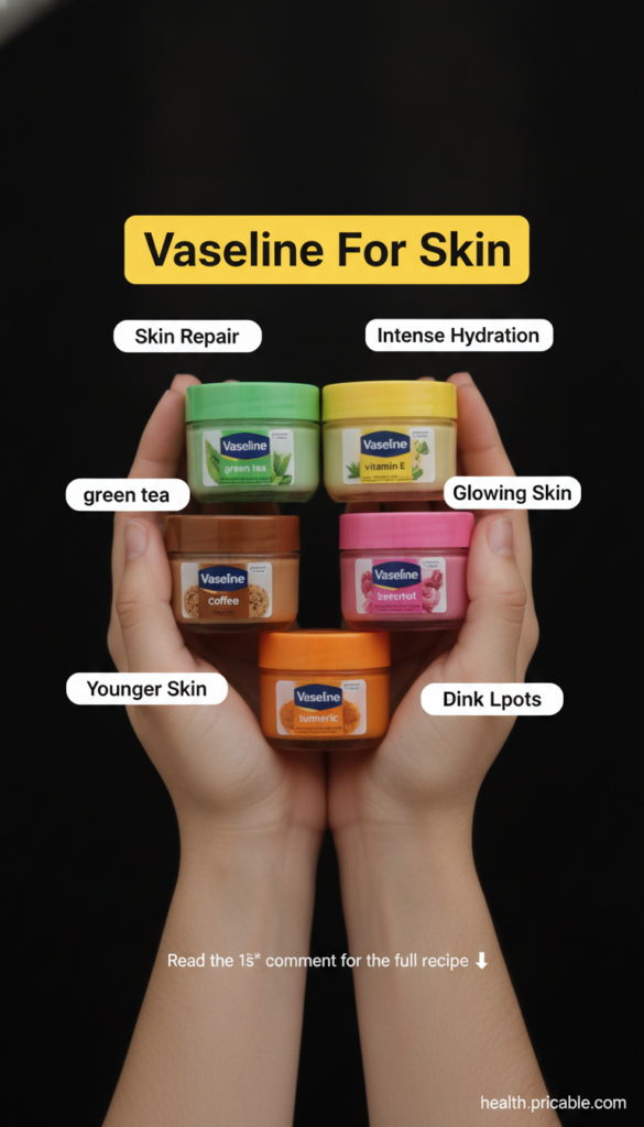 A collection of small jars of Vaseline each mixed with a natural ingredient like green tea turmeric coffee beetroot and 