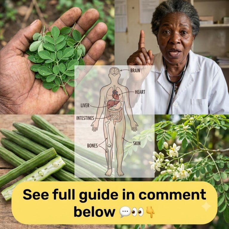 A dynamic collage showcasing Moringa s health benefits with quadrants featuring fresh leaves a woman in a doctor s coat 