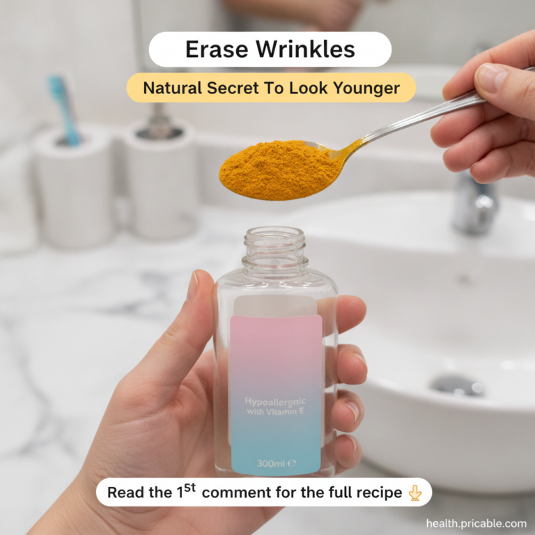 A hand holding a silver spoon with vibrant yellow-orange turmeric powder poised over an open bottle labeled Hypoallergen