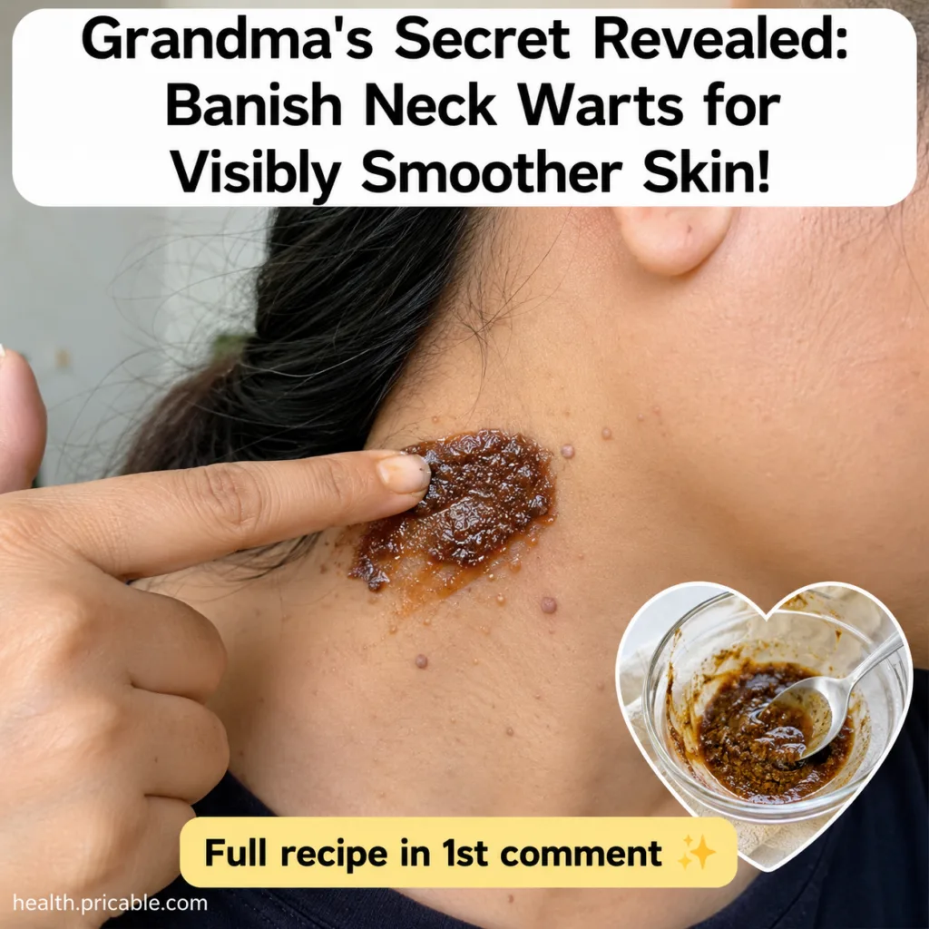A close-up of a hand applying a dark brown granular paste to a person s neck focusing on skin irregularities for a smoot