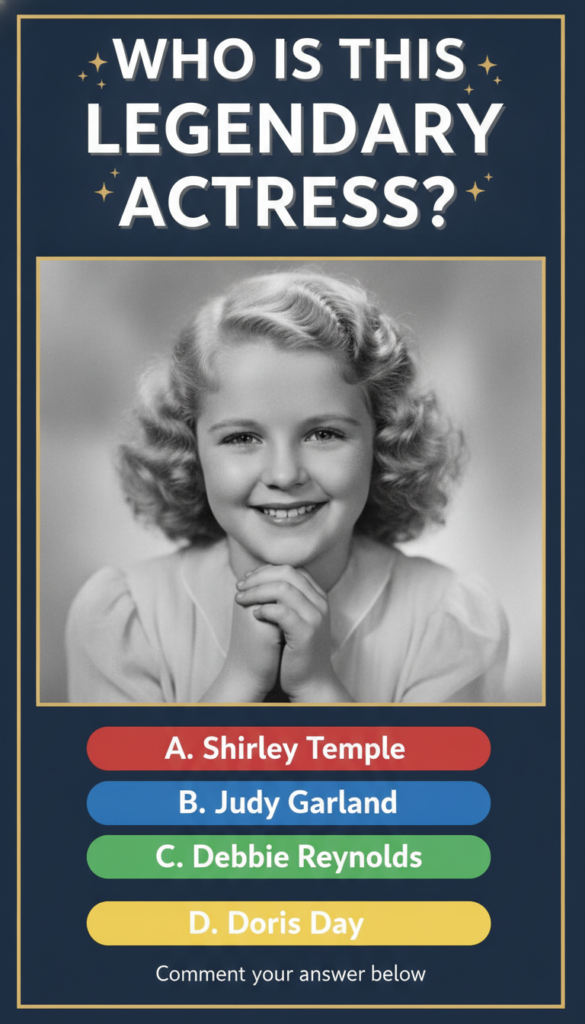 A black and white portrait of a young Shirley Temple with her iconic curly hair smiling brightly