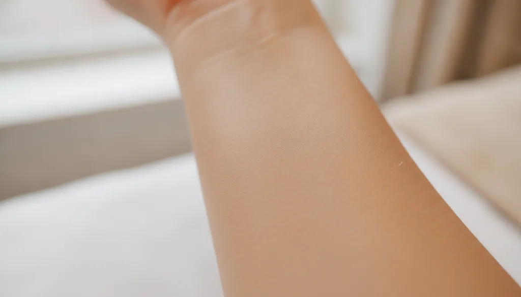 A close-up of a person s clear smooth skin on their hand or arm implying successful wart skin tag removal and healthy sk
