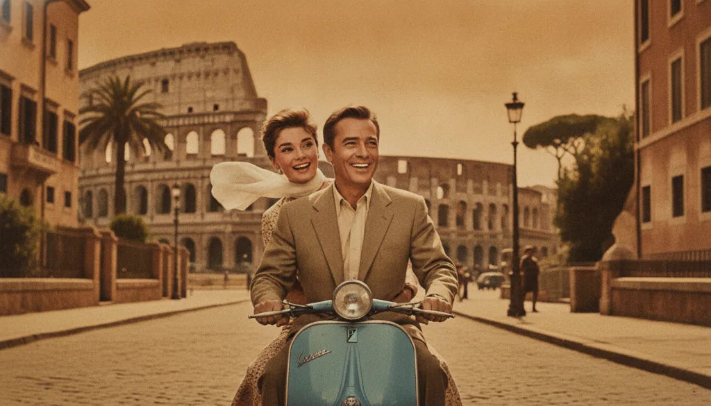 A vintage movie poster for one of Audrey Hepburn s iconic films like Breakfast at Tiffany s or Roman Holiday