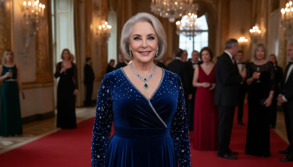 Elizabeth Taylor attending a glamorous event in her later years looking elegant