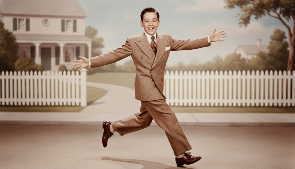 A real publicity photo of a young Mickey Rooney perhaps from the Andy Hardy series looking energetic and smiling