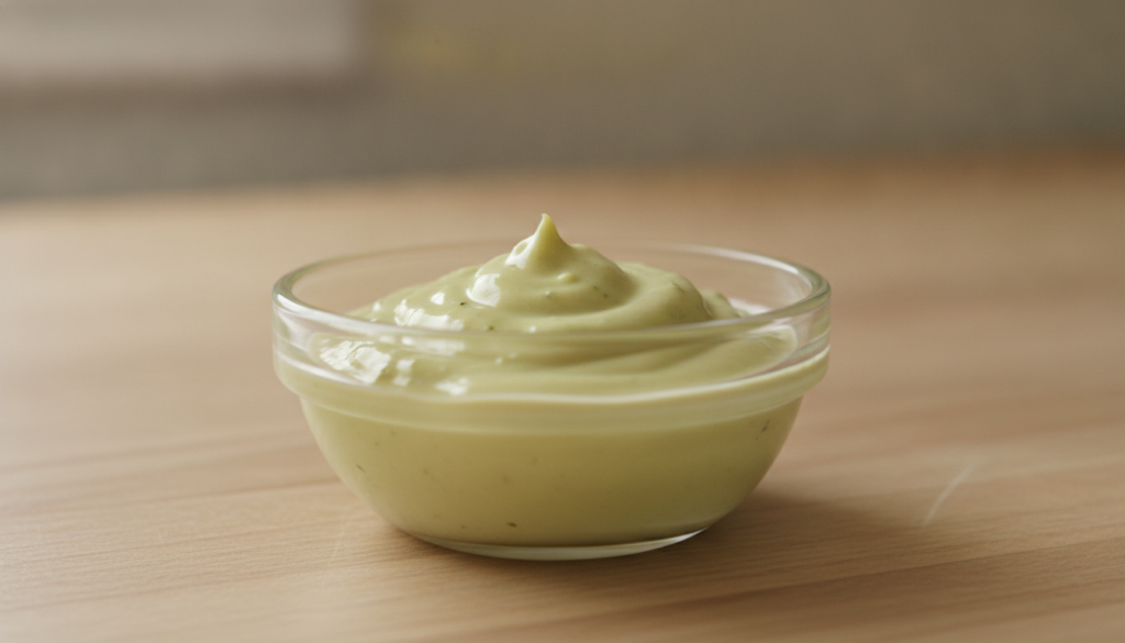 A close-up of a small bowl containing the mixed Vaseline lime and fenugreek paste ready for application
