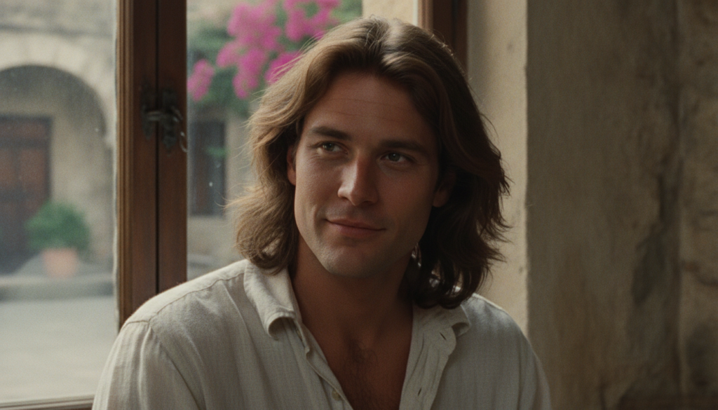 A younger Richard Gere from the 80s smiling charmingly in a film still