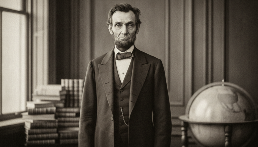 A formal classic portrait of Abraham Lincoln depicting his distinctive facial features and serious expression