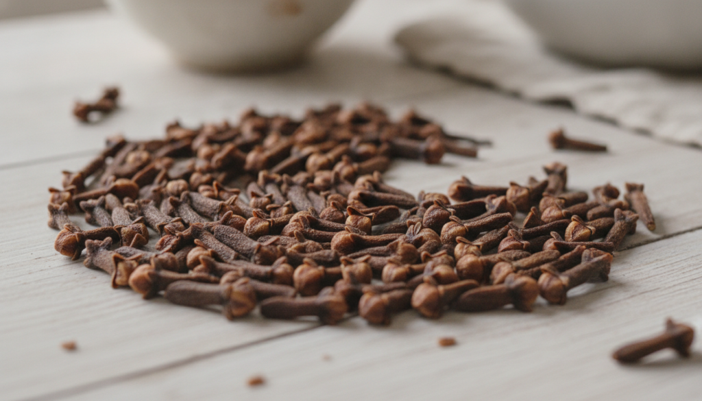 A close-up of dried cloves showcasing their texture and aromatic qualities ready to be infused into oil