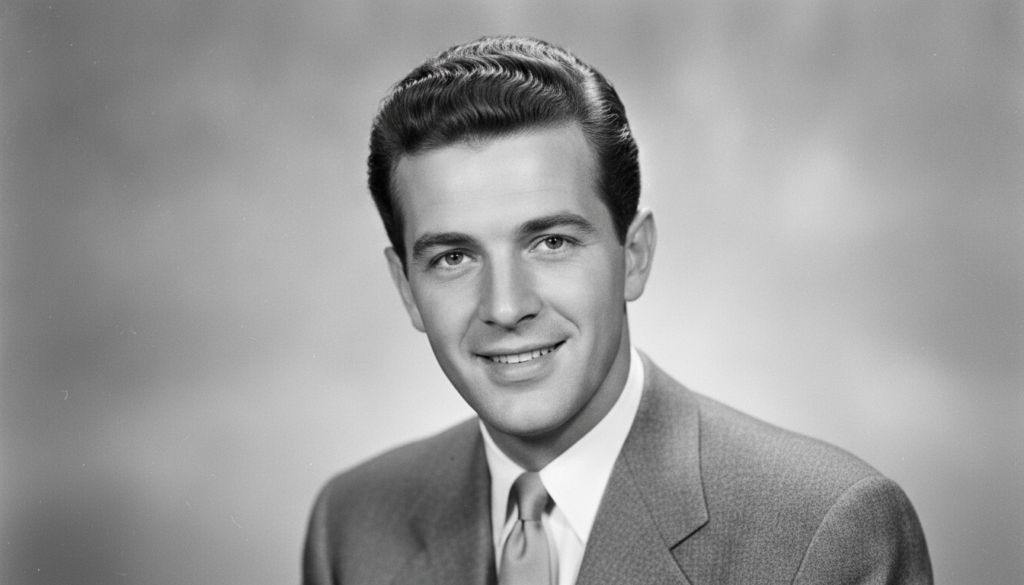 A black and white image of Dean Martin smiling from a classic Hollywood quiz with multiple choice options