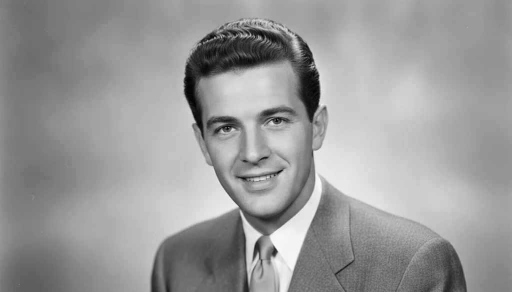 A black and white image of Dean Martin smiling from a classic Hollywood quiz with multiple choice options