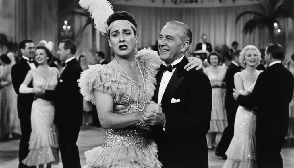 Tony Curtis in a memorable scene from Some Like It Hot possibly dressed as Josephine or as the millionaire in disguise
