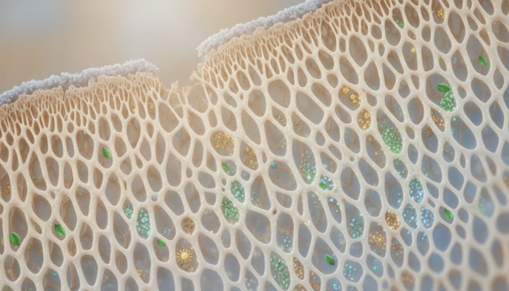 A visual representation of healthy strong bones with a focus on dietary benefits