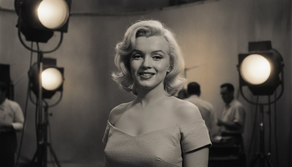 A real vintage publicity photo of Marilyn Monroe smiling from the 1950s