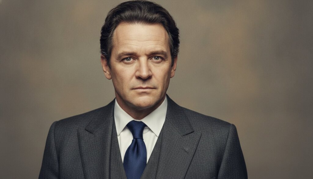 A formal portrait of a younger Anthony Hopkins from his early career