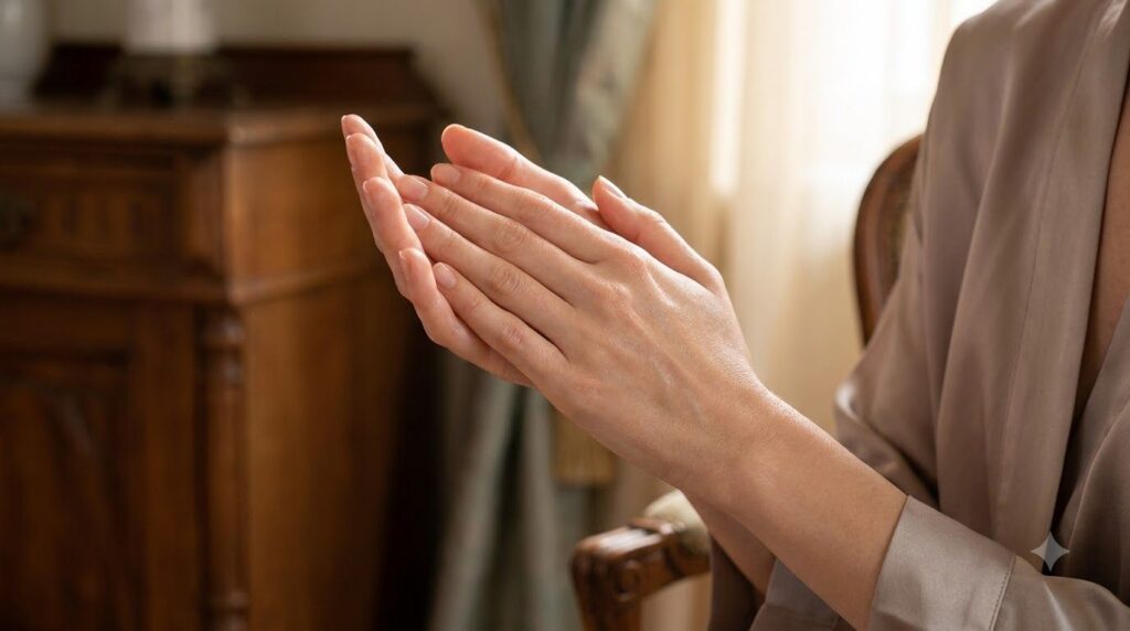 Close-up of a woman s hands looking soft smooth and radiant after a beauty treatment with a subtle glow perhaps gently m