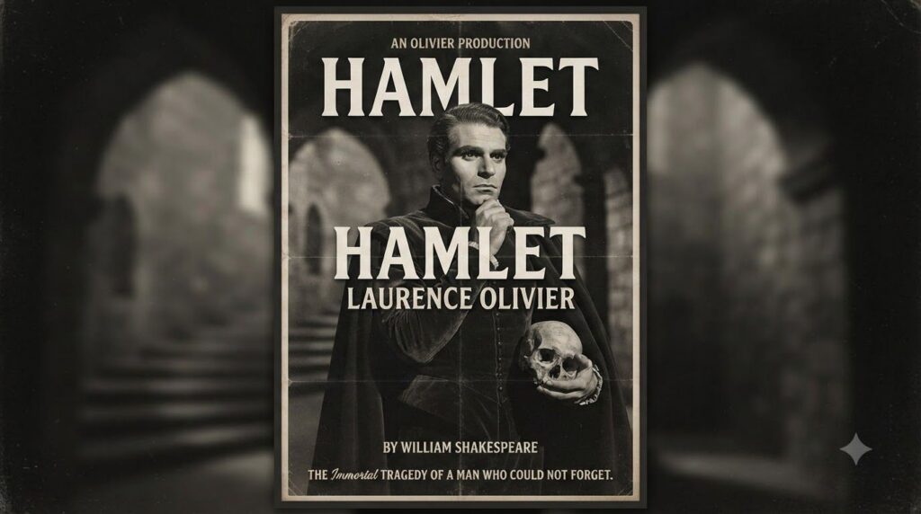 A real movie poster for one of Laurence Olivier s iconic films like Hamlet or Rebecca