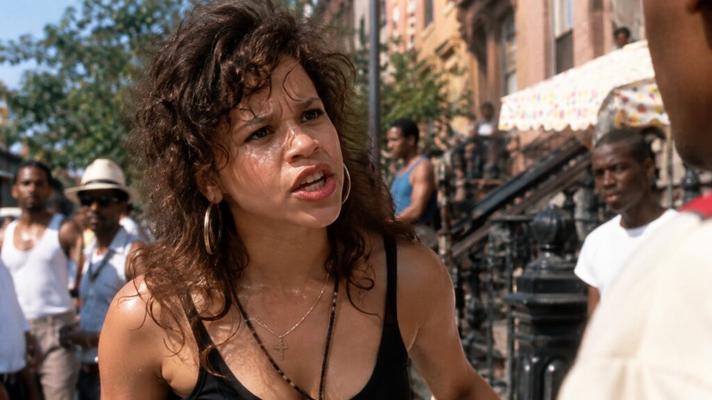 Rosie Perez in a scene from Do the Right Thing capturing her intense and emotional performance