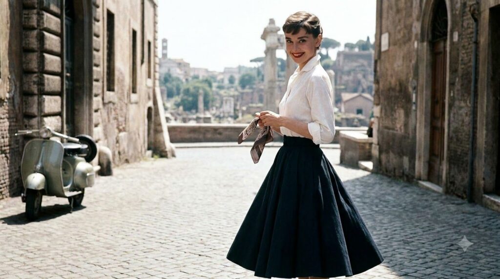 Audrey Hepburn in Roman Holiday looking charming and elegant