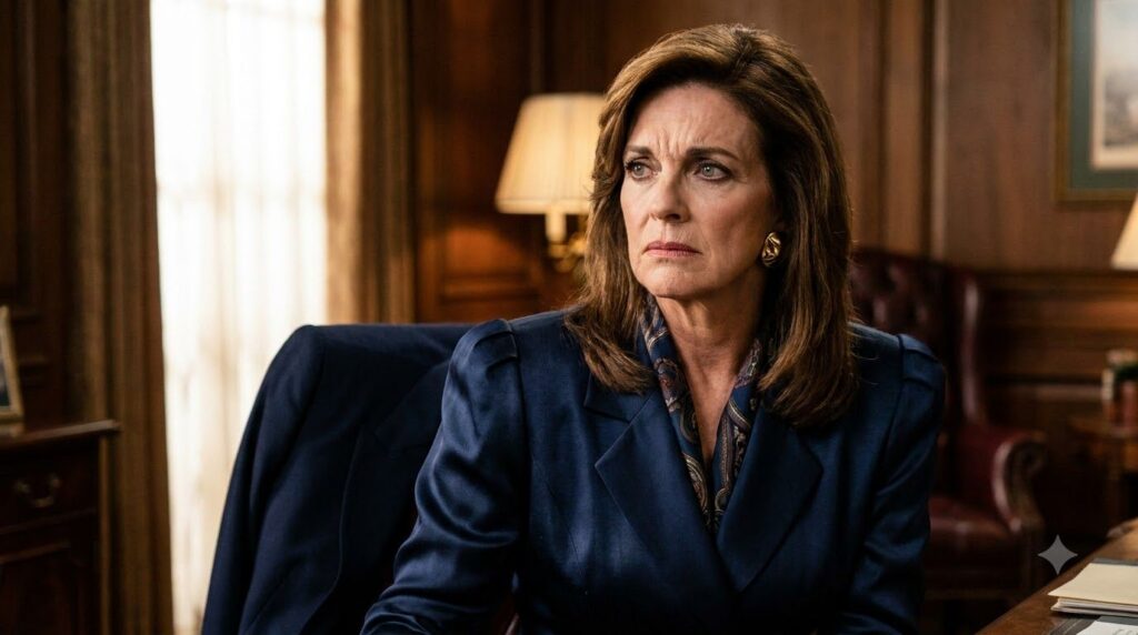 Linda Gray as Sue Ellen Ewing in the TV series Dallas looking elegant and dramatic