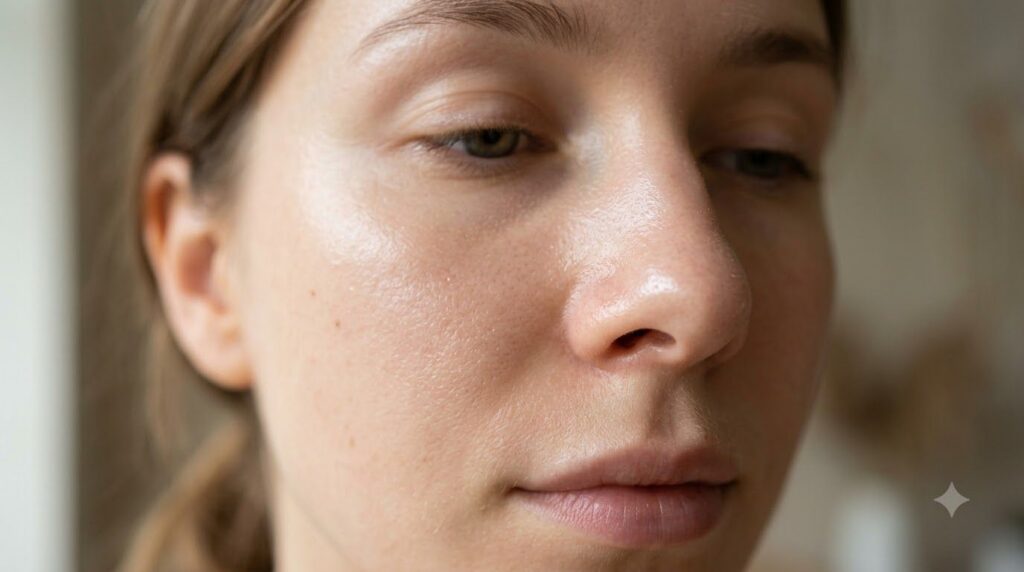 A close-up of a person s nose showing noticeably smoother clearer skin after using a beauty treatment reflecting a fresh