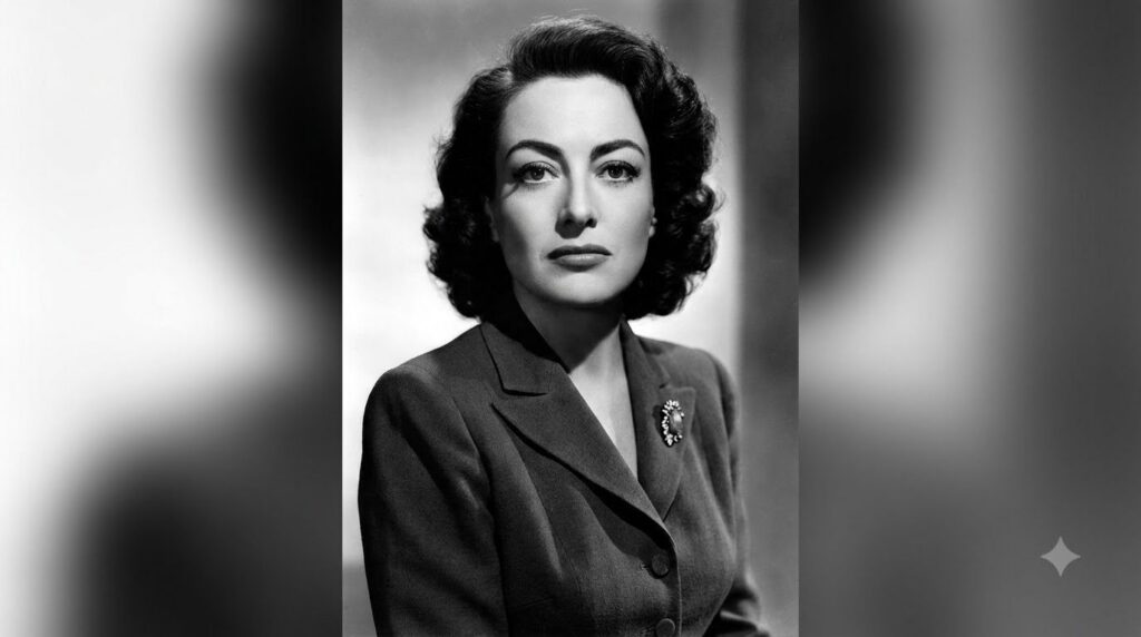 A glamorous portrait of Joan Crawford during her Golden Age Hollywood career