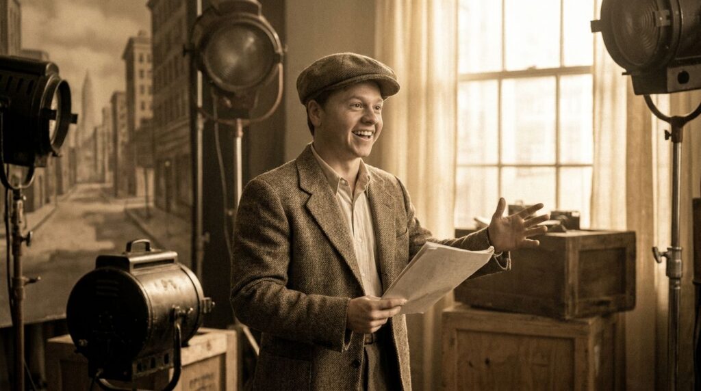 A young smiling Mickey Rooney as a child star likely from the 1930s or early 1940s looking energetic and confident