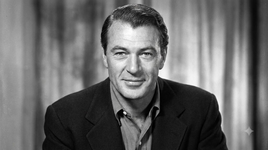 A portrait of Gary Cooper from the Golden Age of Hollywood exuding quiet confidence