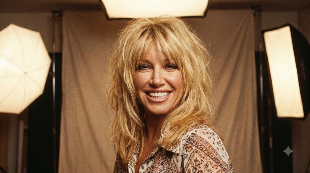 A real publicity photo of Suzanne Somers from the 1970s smiling brightly perhaps in character as Chrissy Snow
